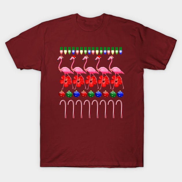 Ugly Christmas Pink Flamingo T-Shirt by macdonaldcreativestudios